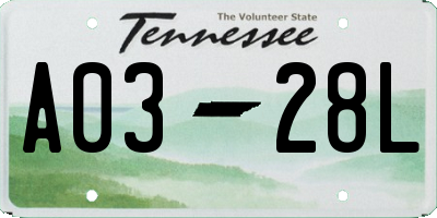 TN license plate A0328L