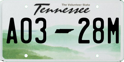 TN license plate A0328M