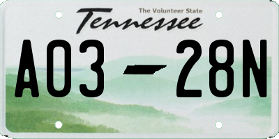 TN license plate A0328N