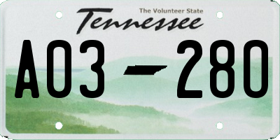 TN license plate A0328O