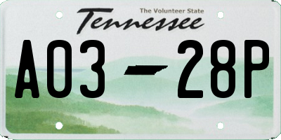 TN license plate A0328P