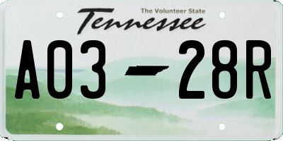 TN license plate A0328R