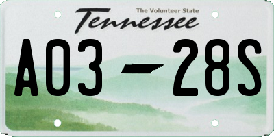 TN license plate A0328S