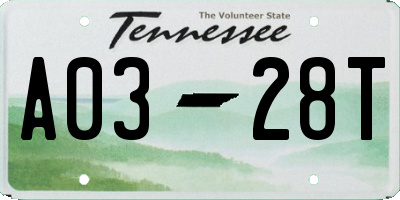 TN license plate A0328T