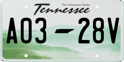 TN license plate A0328V