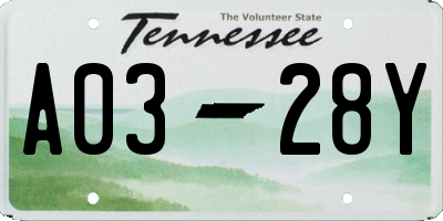 TN license plate A0328Y