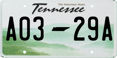 TN license plate A0329A