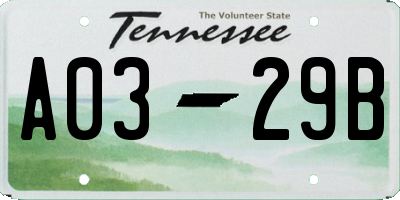 TN license plate A0329B