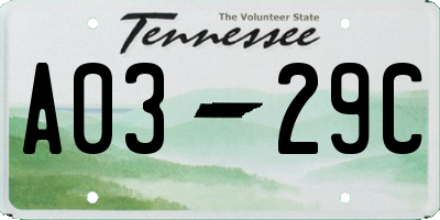 TN license plate A0329C