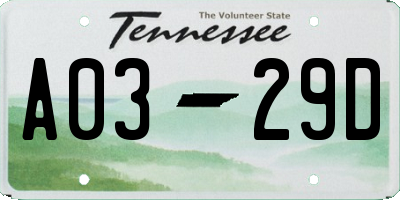 TN license plate A0329D