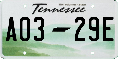 TN license plate A0329E