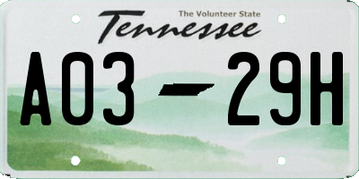 TN license plate A0329H