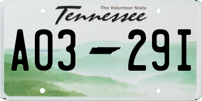 TN license plate A0329I