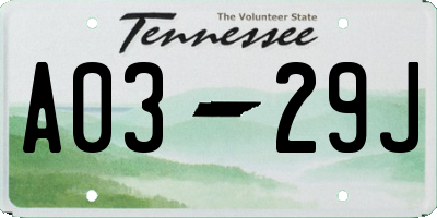 TN license plate A0329J