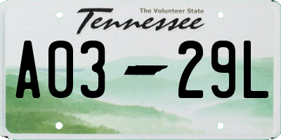 TN license plate A0329L