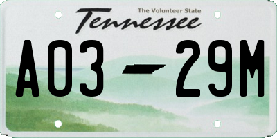 TN license plate A0329M