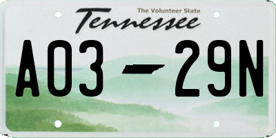 TN license plate A0329N