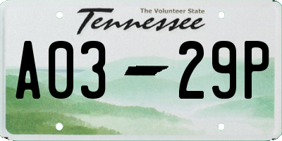 TN license plate A0329P