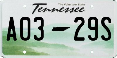 TN license plate A0329S