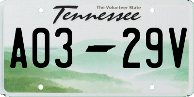 TN license plate A0329V