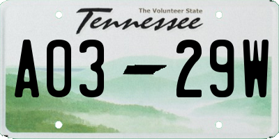 TN license plate A0329W