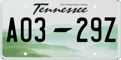 TN license plate A0329Z