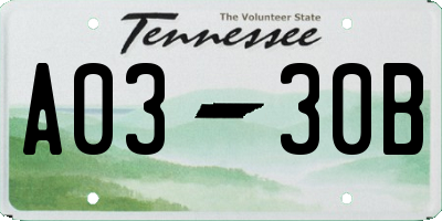 TN license plate A0330B