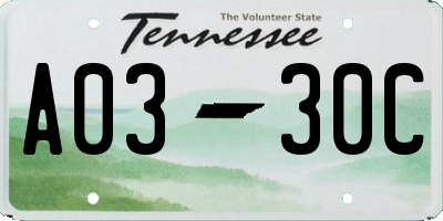 TN license plate A0330C