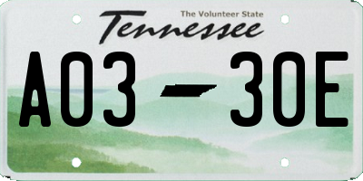 TN license plate A0330E