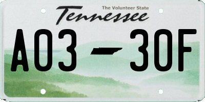 TN license plate A0330F