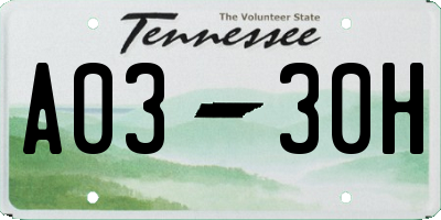 TN license plate A0330H