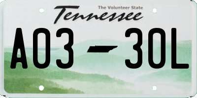 TN license plate A0330L