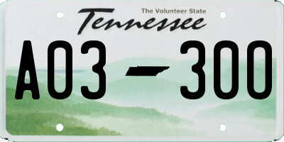 TN license plate A0330O