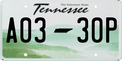 TN license plate A0330P