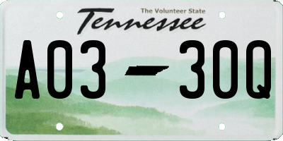 TN license plate A0330Q