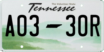 TN license plate A0330R