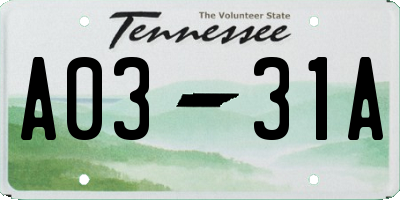 TN license plate A0331A