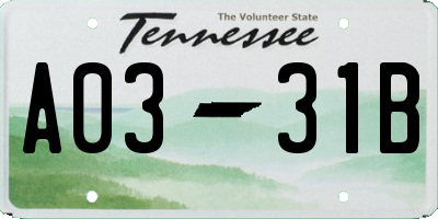 TN license plate A0331B