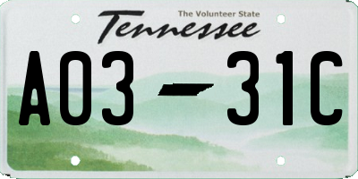 TN license plate A0331C