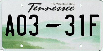 TN license plate A0331F