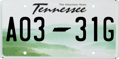 TN license plate A0331G