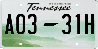 TN license plate A0331H