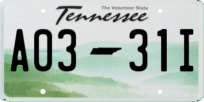 TN license plate A0331I