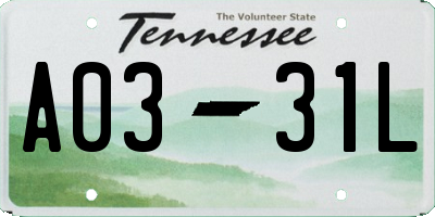 TN license plate A0331L