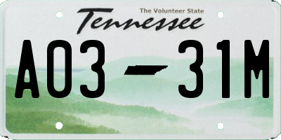 TN license plate A0331M