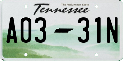 TN license plate A0331N