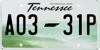 TN license plate A0331P