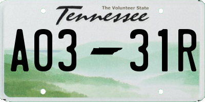 TN license plate A0331R