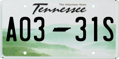 TN license plate A0331S