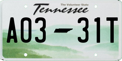 TN license plate A0331T